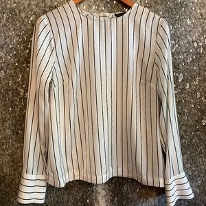 Vertical Stripe Satin Cuffed Blouse - Banana Republic
